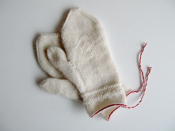 First Twined Knitting mittens